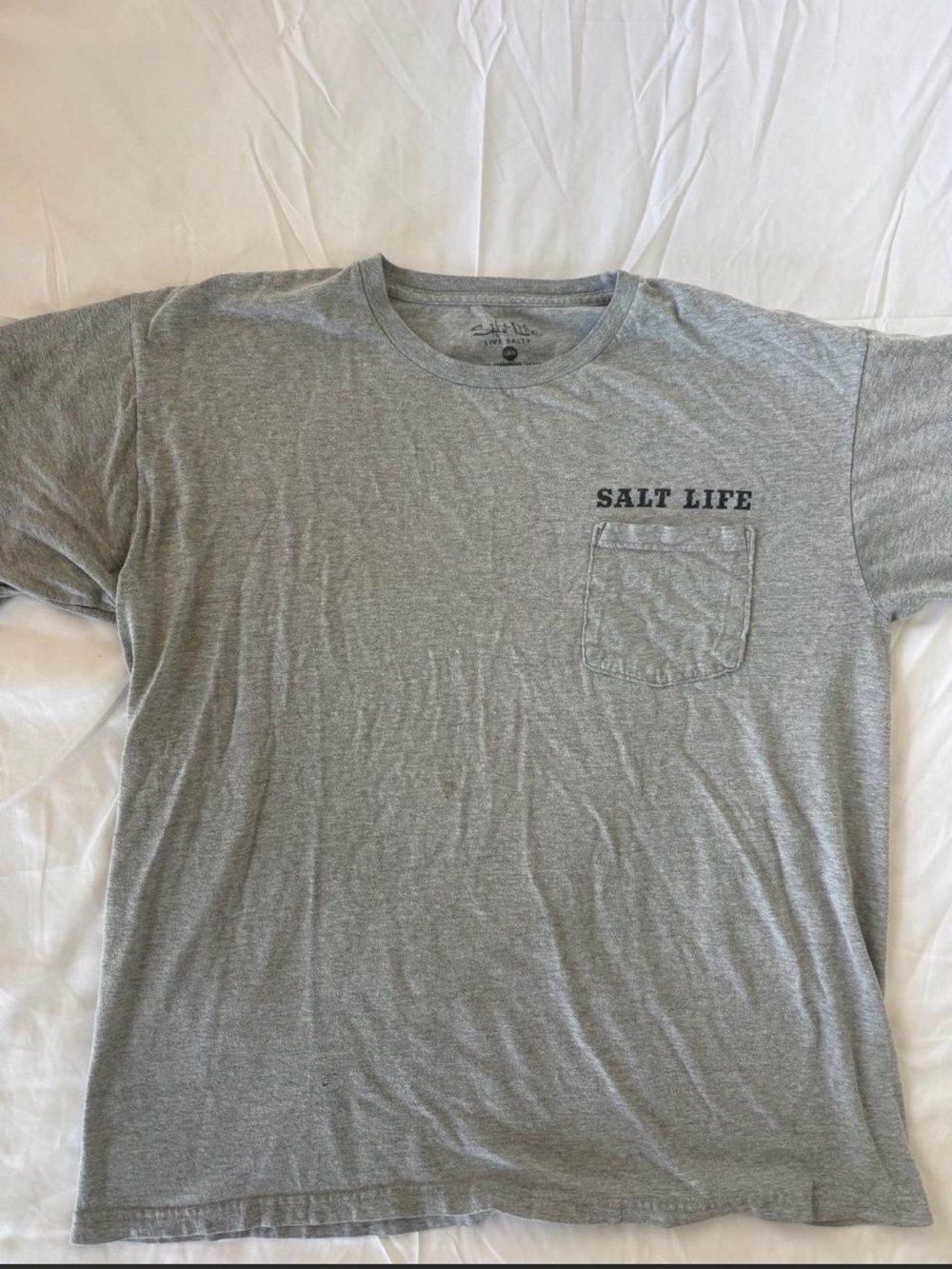 Salt Life "King of the Sea" Crab Graphic Pocket T-Shirt Heather Grey Size Large